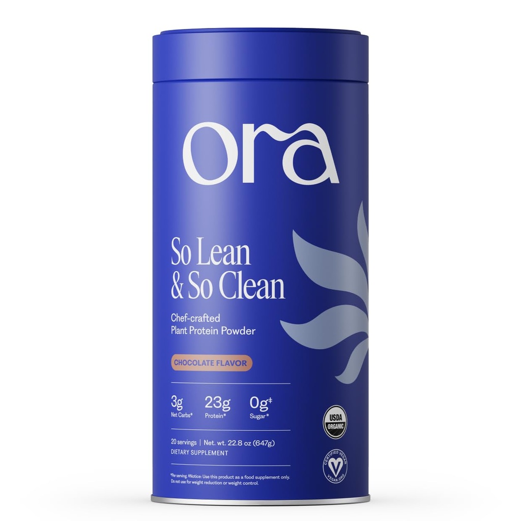 Ora Organic Vegan Protein Powder - 23g Πρωτεΐνη φυτού για γυναίκες και άνδρες - Σοκολάτα Γεύση 20 Μερίδες, Bloat-Free, Χωρίς γλουτένη, Μη ΓΤΟ, Χωρίς Τεχνητά γλυκαντικά