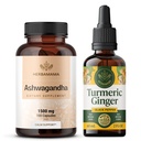 HERBAMAMA Ashwagandha και Turmeric Ginger Kit - Bundle των 1500 mg Ashwagandha Root Κάψουλες & Turmeric Ginger Βάμμα 2 fl oz - Vegan, Μη-GMO, Ζάχαρη & Αλκοόλ- Δωρεάν - 2 Συσκευασία