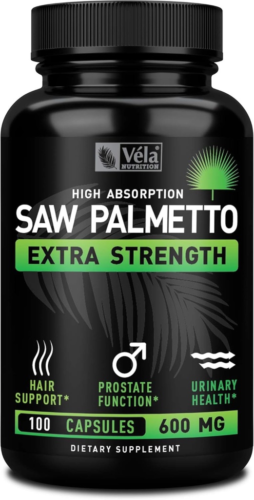 Vela Saw Palmetto Extra Strength Υψηλής Απορρόφησης Καψάκια - Όχι Κακή μυρωδιά - 1 Καψάκιο x Ημέρα - 600 mg