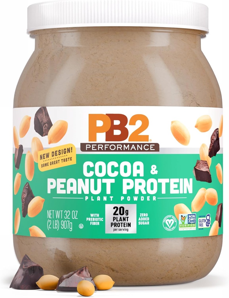 PB2 Performance Αραχιδώδη φυτά με βάση Vegan Protein Powder 20g Complete Protein, No Added Sugar, Prebiotic Fiber 