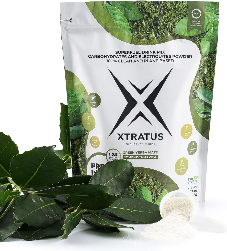 Green Mate (Caffeine) - Αθλητική Ενέργεια Ποτό με υδατάνθρακες και ηλεκτρολύτες. Φυσική πηγή καφεΐνης. Pre and Intra Training 100% Φυσικό. 35,27Oz.