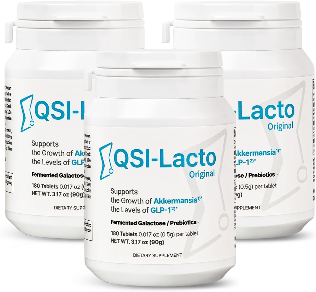 QSI-Lacto Original 3 Packs, Natural GLP-1 Appetite Suppressant for Weight Loss, Akkermansia Prebiotics, Third-Party Tested, 270 Servings