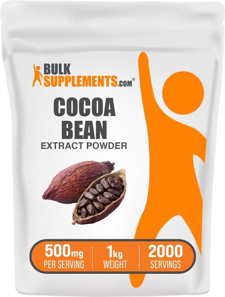 BulkSupplements.com Cocoa Bean Extract Powder - Cocoa Supplement - Χωρίς γλυκαντικά, Vegan & Gluten Free, 500mg ανά σερβίρισμα, 1kg (2,2 lbs) (πακέτο των 1)