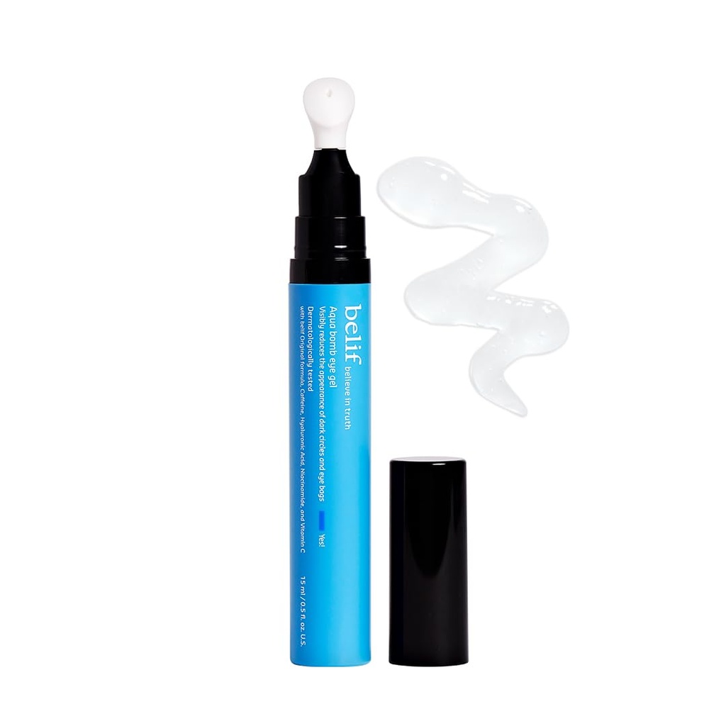 Belif Aqua Bomb Cooling Eye Gel - Καφεΐνη & Υαλουρονικό Οξύ για Πνευμονία & Ενυδάτωση, Νιακιναμίδη & Βιταμίνη C για Σκοτεινούς Κύκλους, Αδενοσίνη & Κολλαγόνο για Πλίνθωμα & Σύσφιξη, Κορεατική Φροντίδα Δέρματος