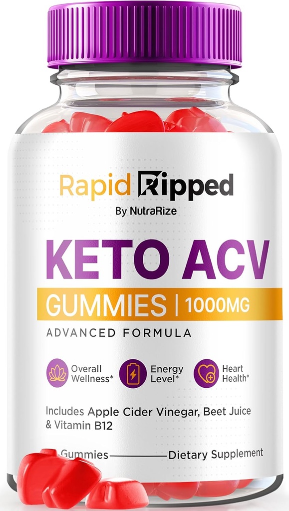 NutraRize Rapid Rippped Keto ACV Gummies, Keto + ACV 1000 MG, όλα τα φυσικά χάπια μηλίτη μήλου, μέγιστη δύναμη Keto Βιταμίνες Plus ACV, Κριτικές (60 Gummies)