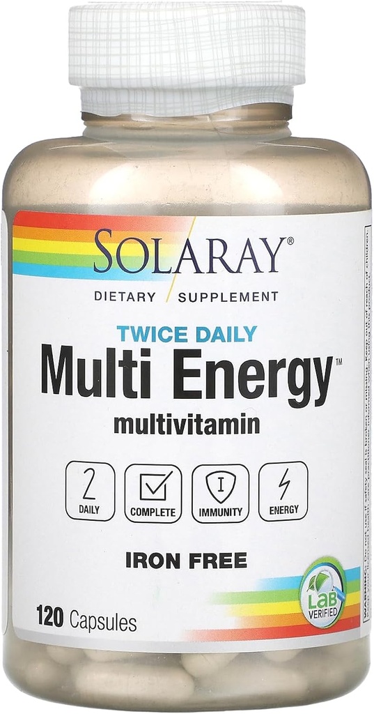 Solaray - Twice Daily (Iron Free), 120 capsules