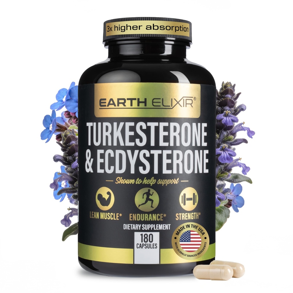 Turkesterone & Ecdysterone – Φυσικό Testosterone Support, 2-σε-1 High Potency Turkesterone Supplement for Men & Women with 95% Beta Ecdysterone - Δύναμη, Ενέργεια και Ζωτικότητα – 180 κάψουλες