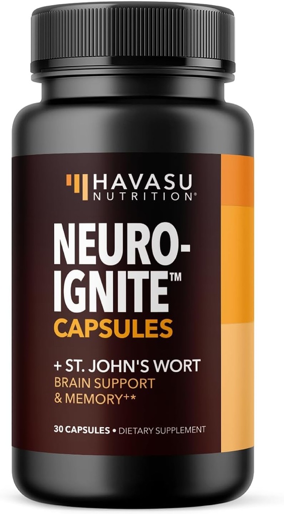 NeuroIGNITE Συμπληρώματα εγκεφάλου για τη μνήμη και την εστίαση - 30 Count - Nootropics Συμπλήρωμα υποστήριξης εγκεφάλου με Bakopa, Ginkgo Biloba, St. John's Wort, Phosphatidylserine - Κάψουλες μη ΓΤΟ, 1-Month Supply