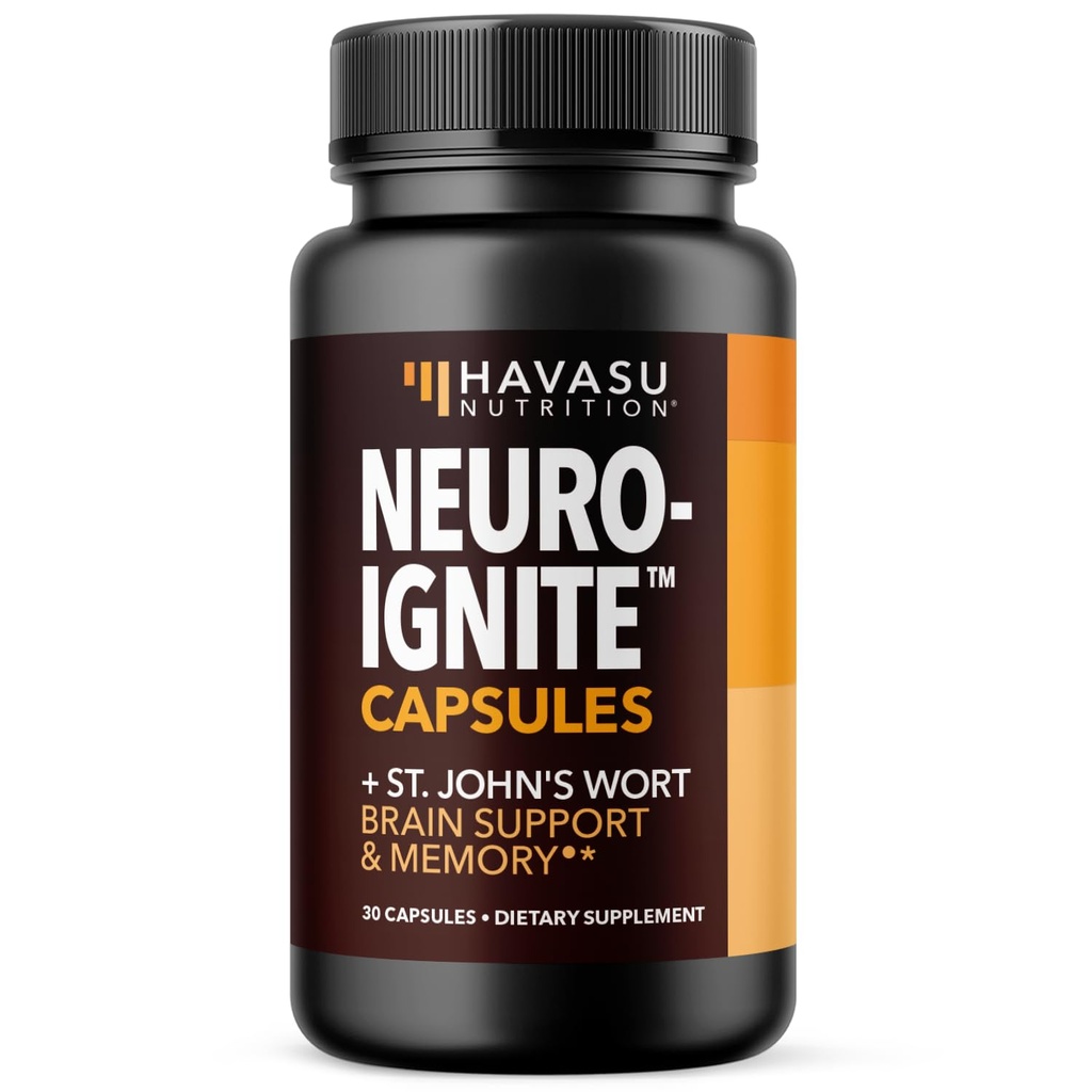 NeuroIGNITE Συμπληρώματα εγκεφάλου για τη μνήμη και την εστίαση - 30 Count - Nootropics Συμπλήρωμα υποστήριξης εγκεφάλου με Bakopa, Ginkgo Biloba, St. John's Wort, Phosphatidylserine - Κάψουλες μη ΓΤΟ, 1-Month Supply