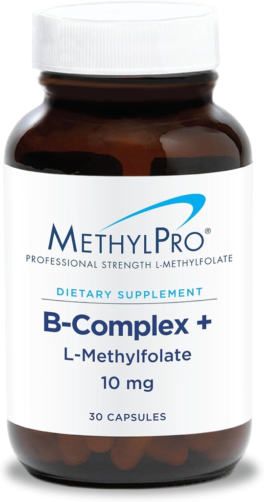 MethylPro B- Complex + L- Methylfolate 10 mg - μεθυλιωμένο σύμπλοκο βιταμίνης Β για γυναίκες και άνδρες, Κυτταρική Ενέργεια Υποστήριξη με Folate, Niacin και Biotin, VIT B Συμπλήρωμα - 30 Vegan Κάψουλες