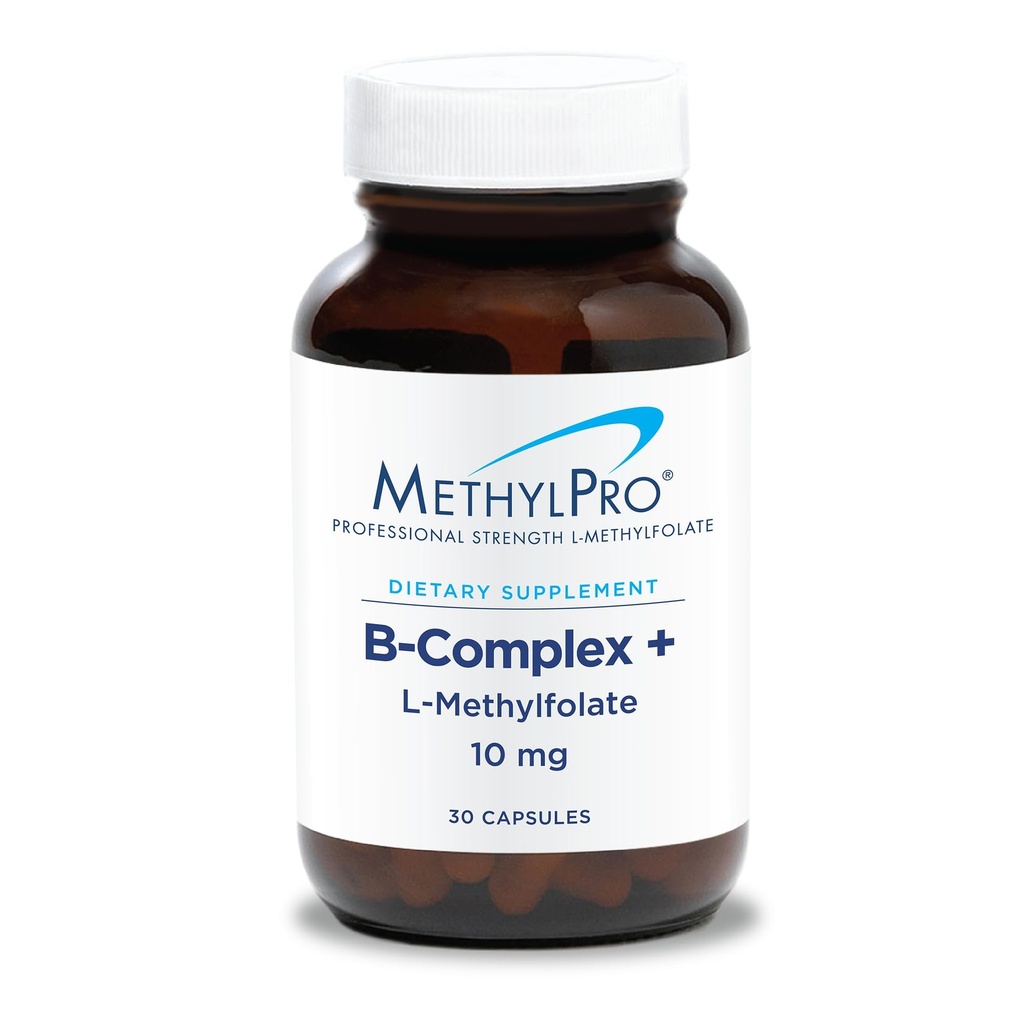 MethylPro B- Complex + L- Methylfolate 10 mg - μεθυλιωμένο σύμπλοκο βιταμίνης Β για γυναίκες και άνδρες, Κυτταρική Ενέργεια Υποστήριξη με Folate, Niacin και Biotin, VIT B Συμπλήρωμα - 30 Vegan Κάψουλες
