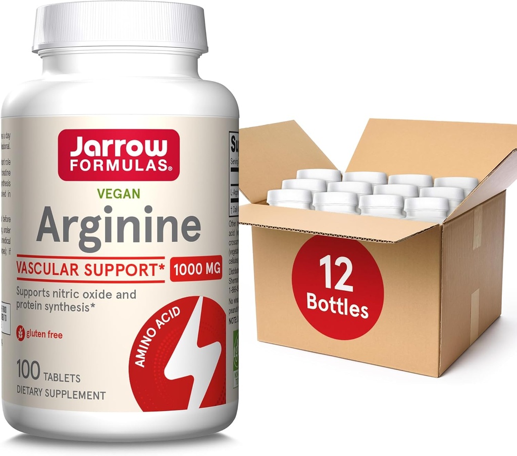 Jarrow Formulas Arginine 1000 mg, Συμπλήρωμα διατροφής, υποστηρίζει την παραγωγή νιτρικού οξειδίου, υποστηρίζει τη σύνθεση πρωτεϊνών, 100 δισκία, έως 100 ημέρες προσφοράς (πακέτο των 12)