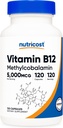 Nutricost Βιταμίνη B12 (μεθυλοκοβαλαμίνη) 5000mcg, 120 κάψουλες - Χορτοφαγικά Caps, μη ΓΤΟ, συμπλήρωμα χωρίς γλουτένη B12