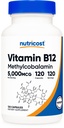 Nutricost Βιταμίνη B12 (μεθυλοκοβαλαμίνη) 5000mcg, 120 κάψουλες - Χορτοφαγικά Caps, μη ΓΤΟ, συμπλήρωμα χωρίς γλουτένη B12