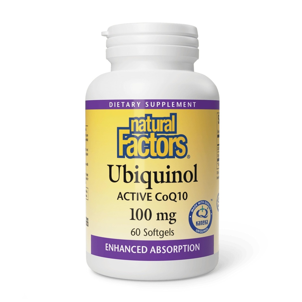 Φυσικοί Παράγοντες Ubiquinol 100 mg - Υποστηρίζει την υγεία της καρδιάς & τη φυσική ζωτικότητα - Συμπλήρωμα αντιοξειδωτικής υποστήριξης με την ανώτερη απορρόφηση - Ενεργειακή υποστήριξη με έλαιο flaxseed - 60 Softgels (60 εξυπηρετούν)