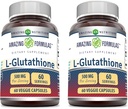Amazing Formulas Reduced L-Glutathione Supplement | 500 Mg Per Serving | 60 Veggie Capsules | Non-GMO | Gluten Free | Made in USA | (Pack of 2)