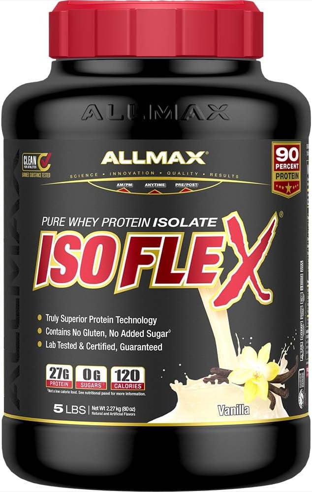 Διατροφή ALLMAX - ISOFLEX Whey Protein Powder, Whey Protein Isolate, 27g Protein, Vanilla, 5 Λίρες