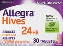 Allegra Hives Antihistamine 24-Hour Tablets, Non-Drowsy Hive Reduction and Hive Itch Relief, 180 mg Fexofenadine HCI, 30-Count