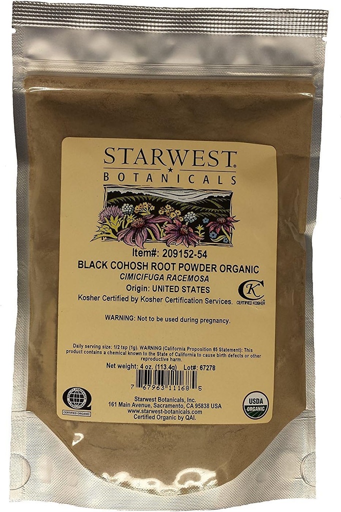 Starwest Βοτανικά οργανικά μαύρη σκόνη ρίζας Cohosh (4 ουγγιά)