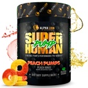 ALPHA LION Superhuman Pump Pre Workout Powder, Nootropic Caffeine & Stim Free Preworkout Supplement, Nitric Oxide Booster, Mus Gainer, Energy & Focus (42 Σερβιέτες, Ροδάκινα Αντλίες Γεύσης)