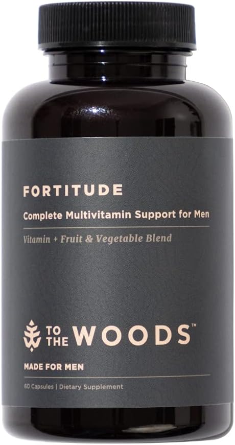 To The Woods Fortitude Complete Multivitamin Support for Men - 20 Βιολογικά Ακατέργαστα Φρούτα & Λαχανικά, 24 Ουσιώδεις Βιταμίνες & Ορυκτά - Ανοσοποιητική Υγεία, Ενισχυτής Ενέργειας (1 Μπουκάλι, 30 Κάψουλες)