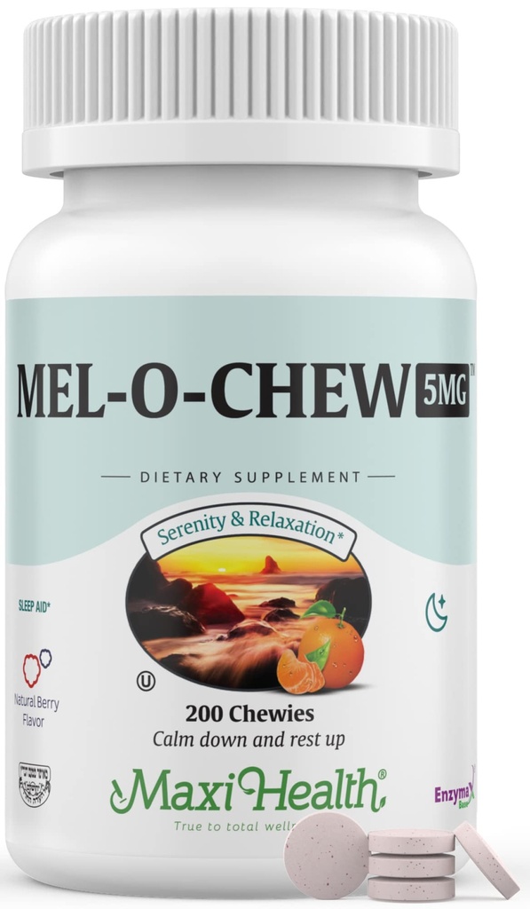 Maxi Health Melatonin 5mg Extra-Stength Fast Acting Melatonin – Ενθάρρυνση του φυσικού ύπνου με μελατονίνη'– Μη-Σχηματίζοντας την υποστήριξη ύπνου Kosher (200 Μονάδες)