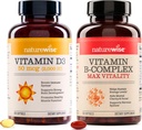 NatureWise Vitamin D3 2000iu 360 Count and Vitamin B Complex 150 Softgels - Υγιής λειτουργία μυών, Ανοσολογική υποστήριξη, Κυτταρική ενέργεια, Διανοητική σαφήνεια