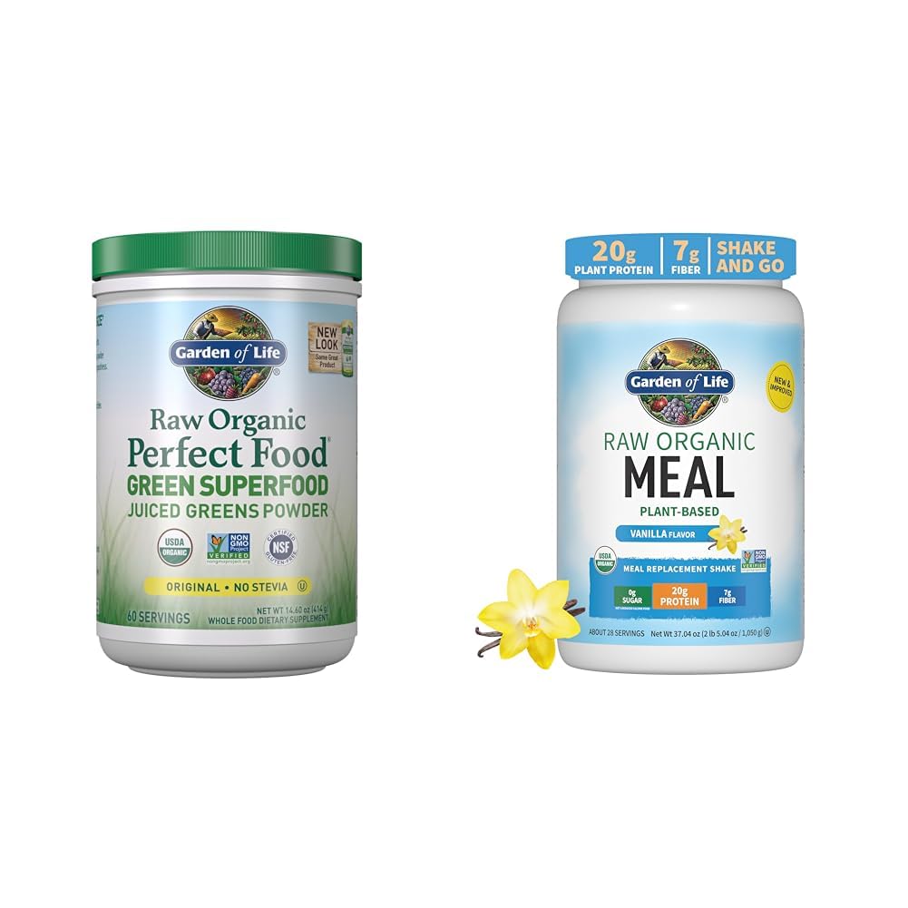 Κήπος της Ζωής Super Greens Σκόνη Smoothie & Mix, Probiotics & Digestive Ένζυμα για Digestive Υγεία & Vegan Protein Powder - Ακατέργαστη οργανική αντικατάστασή γεύματος Shakes - Βανίλια - Πρωτεΐνη Pea