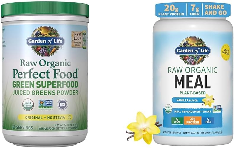 Garden of Life Super Greens Powder Smoothie & Mix, Probiotics & Digestive Enzymes for Digestive Health & Vegan Protein Powder - Raw Organic Meal Replacement Shakes - Vanilla - Pea Protein
