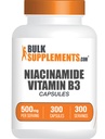 BulkSupplements.com Καψάκια Νιακιναμίδης - Συμπλήρωμα Νιακιναμίδης, Συμπλήρωμα Βιταμίνης Β3, Νιακιναμίδη 500mg - Χωρίς γλουτένη, 1 Καψάκιο ανά Σερβίρισμα, 300 Κάψουλες (πακέτο του 1)