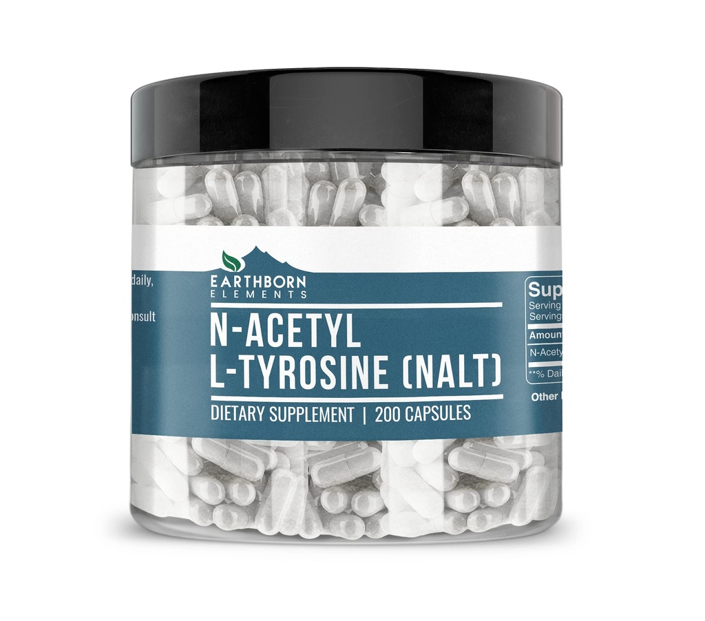 Earthborn Elements N-Acetyl L-Tyrosine (NALT) 200 Κάψουλες, Αγνά & Αδιάλυτα, Χωρίς Πρόσθετα