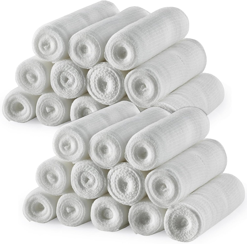 MEDca Gauze Rolls Bandage - (24 Pack) 4 σε x 4.1 Γυάρδες ανά ρολό, Ιατρικός βαθμός Stretch Wrapping για το ντύσιμο όλων των τύπων των πληγών και Kit First Aid (4-Inch, 24 Pcs)
