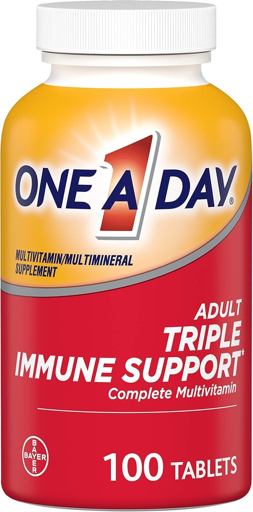 One A Day Adult Triple Immune Support* Complete Multivitamin, Supplement with Vitamins C, Vitamin D, & Zinc, 100 Count