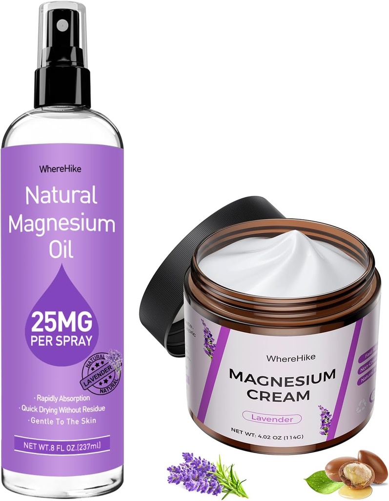 Topical Magnesium Lotion&Spray for Leg Cramps and Sleep, Nighttime Magnesium Cream for Pain,Muscle Relaxation,Calm,Deep Hydration for Body & Skin Care - Φυσική και ασφαλή για παιδιά