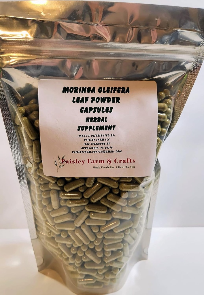 Moringa Oleifera Leaf Capsules Non GMO - συμπλήρωμα βοτάνων - 100% Pure Leaf Powder! (5000) - Made Fresh on Demand!