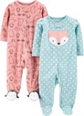 Απλές χαρές του Carter's Baby Girls' Cotton and Fleece Footed Sleep and Play, Pack of 2
