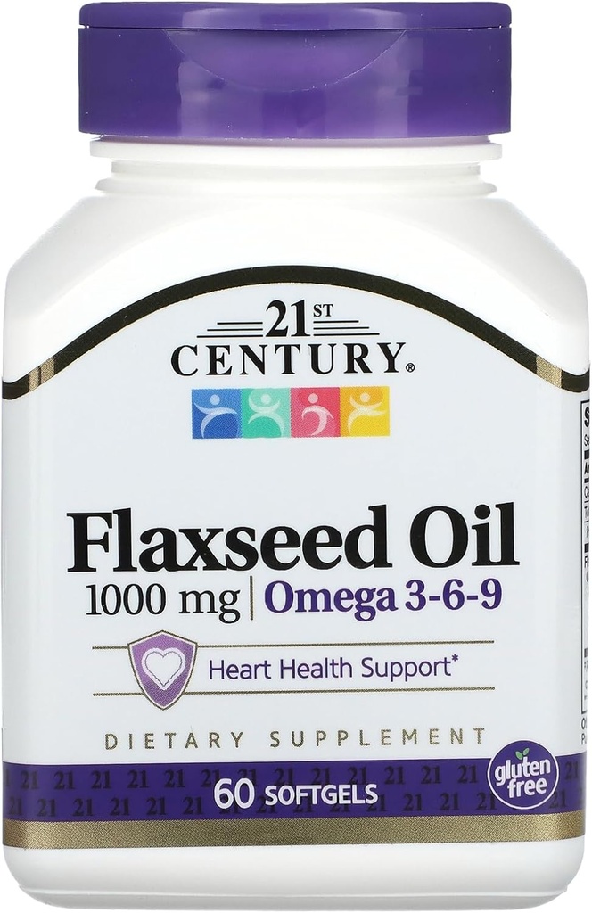Έλαιο λιναρόσπορου 21ου αιώνα 1000 mg Softgels, 60 Count (22407)