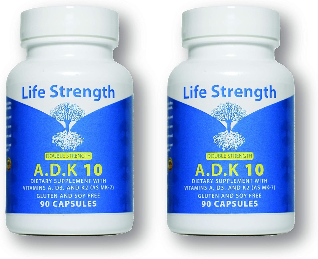 ADK 10 συμπλήρωμα (180 Count) - Φυσικός Formulated Vitamins A1, D3 & K2 (ως MK7) για την υγεία των οστών - Υποστήριξη ανοσοποιητικού συστήματος - Χωρίς γλουτένη, χωρίς σόγια, μη GMO - 90 κάψουλες