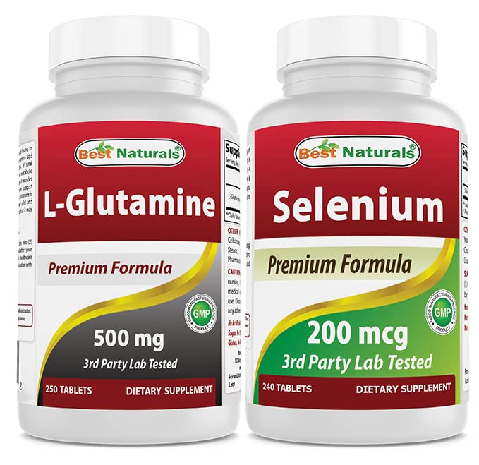 Best Naturals L-Glutamine 500 mg & Selenium 200 mcg