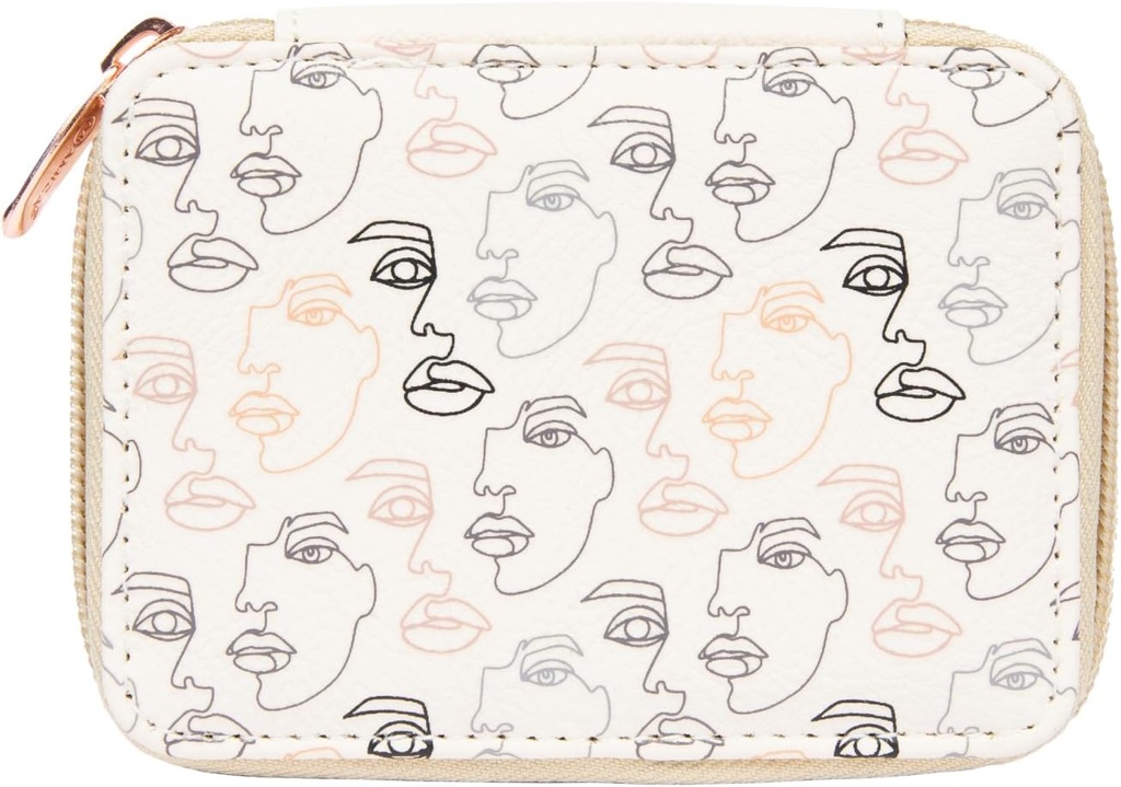 Miamica Women's Zippered Pill Case with 8-Day Removable Plastic Organizer, Beige, 3.5” x 2.75” x 1.25" – Weekly Medicine Box w/Compact Design