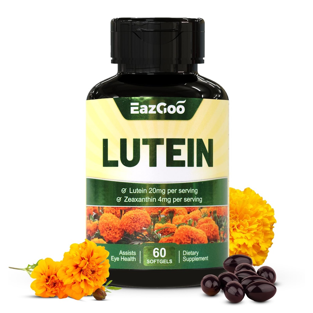 Lutein for Eyes, Lutein 20mg, Lutein και Zeaxanthin συμπληρώματα, Συμπληρώματα ματιών, Eyestrain Relief & Support Vision Health, Vegan, 60 Softgels