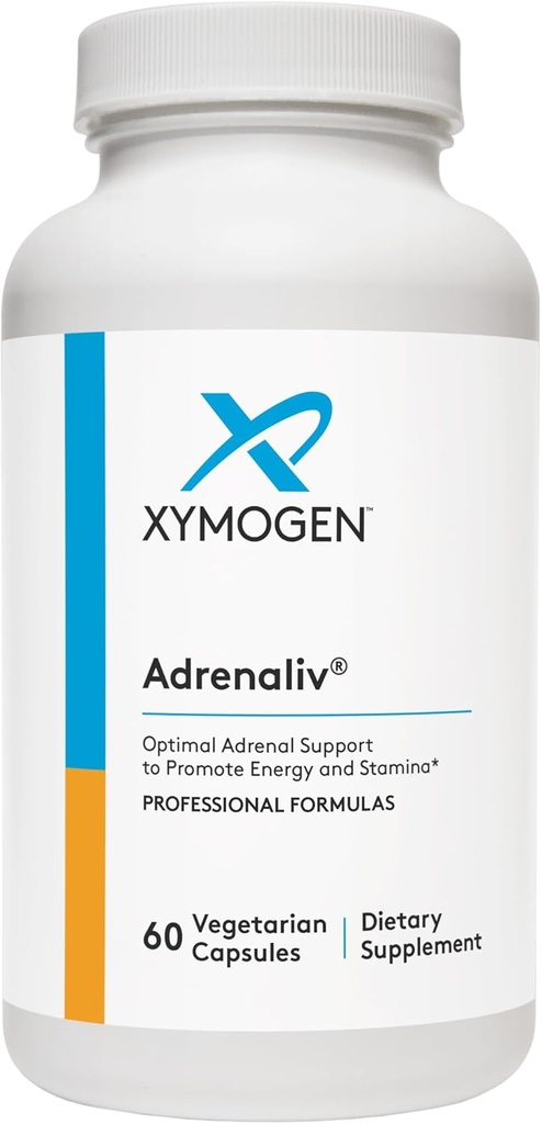 XYMOGEN Adrenaliv - Συμπλήρωμα Υποστήριξης για την Προώθηση της Ανταπόκρισης του Σώματος στο Άγχος, την Προώθηση της Ενέργειας και της Σταματίνας - Rhodiola Rosea, Eleuthero, Adrenal Complex, Licorice, Vitamin B6 (60 Κάψουλες)