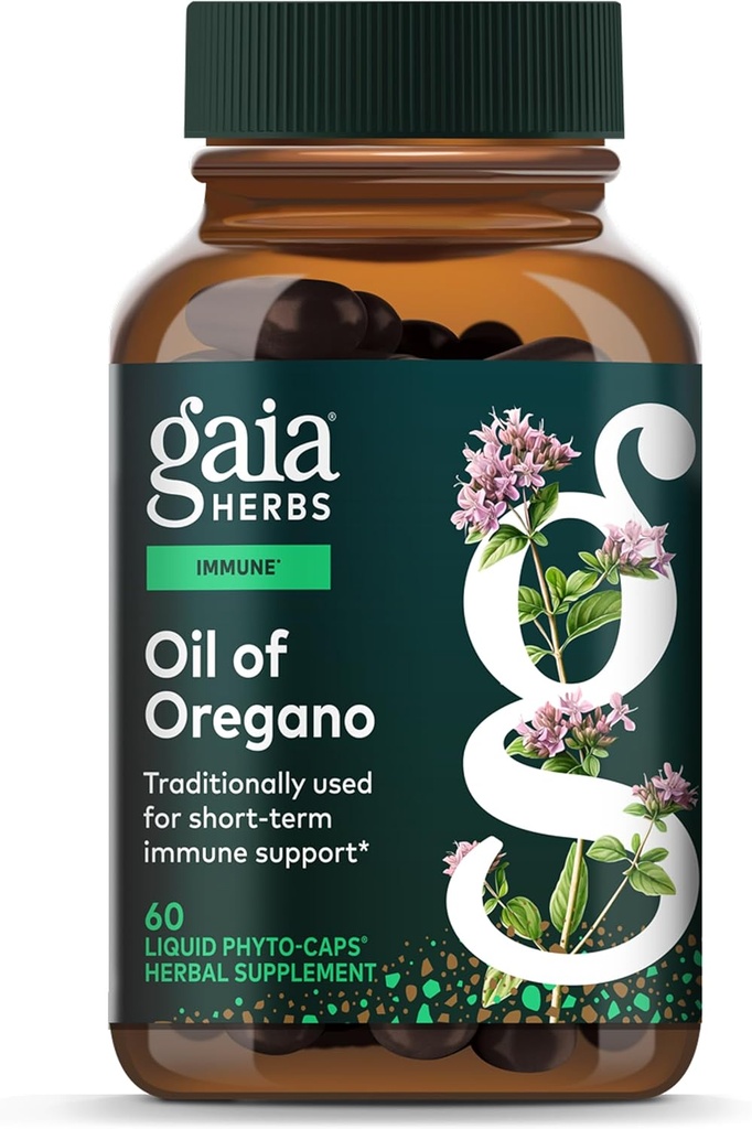 Gaia Herbs Oil of Oregano - Immune & Antioxidant Support Supplement - with Oregano Oil, Carvacrol & Thymol* - 60 Vegan Liquid Phyto-Capsules (30-Day Supply)