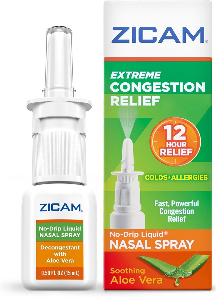 Zicam Extreme Congestion Relief No-Drip Liquid Nasal Spray with Soothing Aloe Vera, 0.5 Ounce