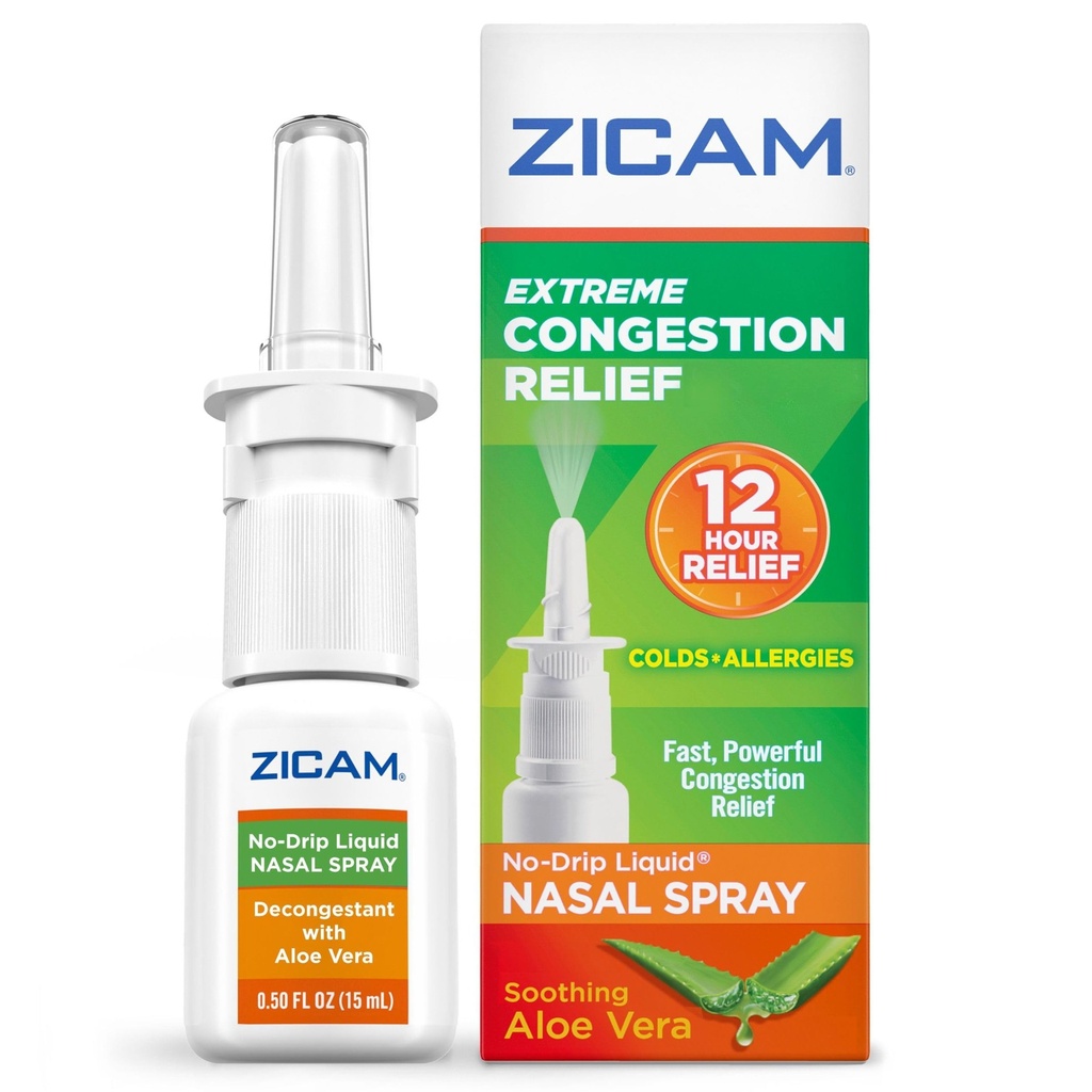 Zicam Extreme Congestion Relief No-Drip Nasal Spray with Soothing Aloe Vera, 0.5 oz