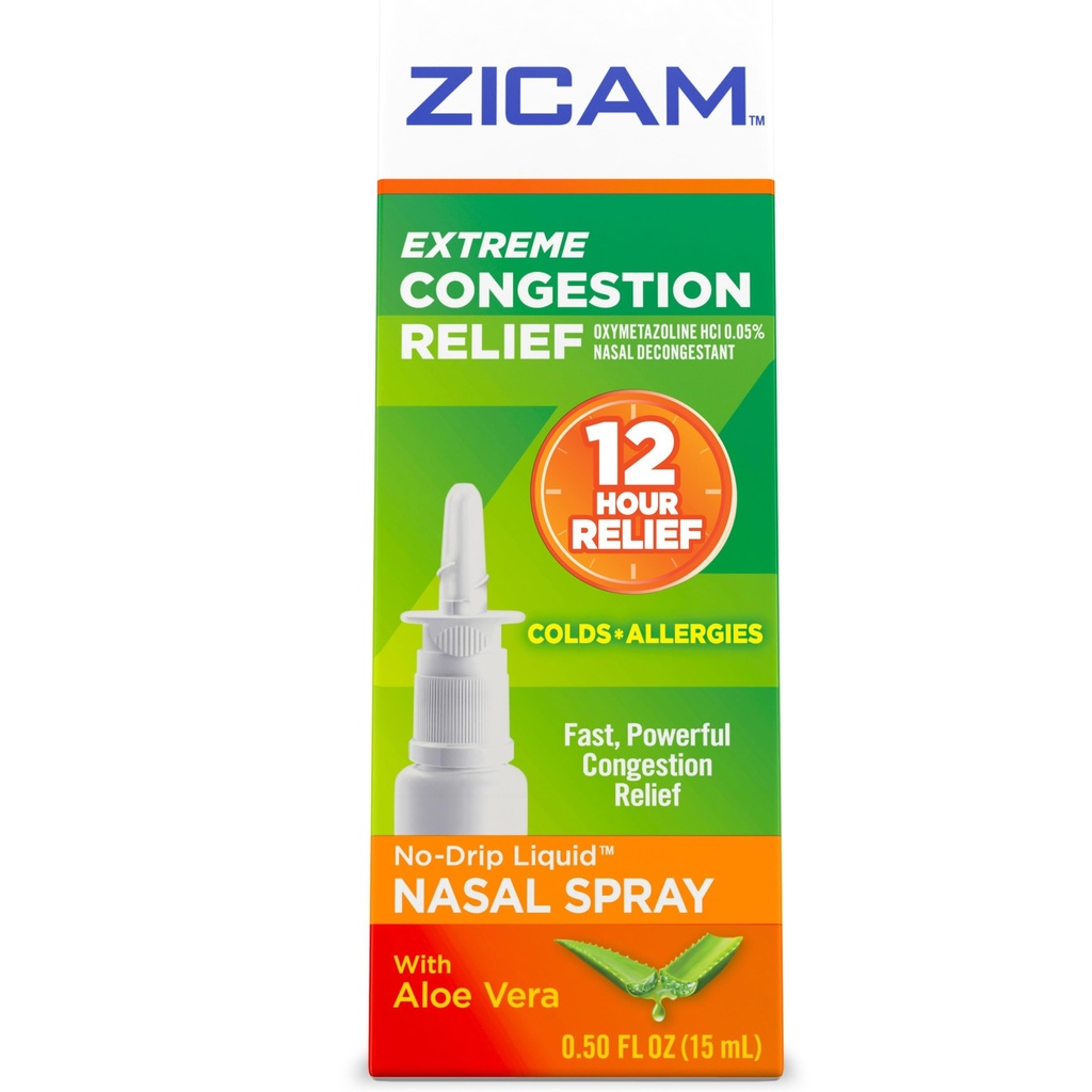 Zicam Extreme Congetion Relief No-Drip υγρό Nasινικό σπρέι με καταπραϋντική αλόη Βέρα, 0.5 ουγγιά