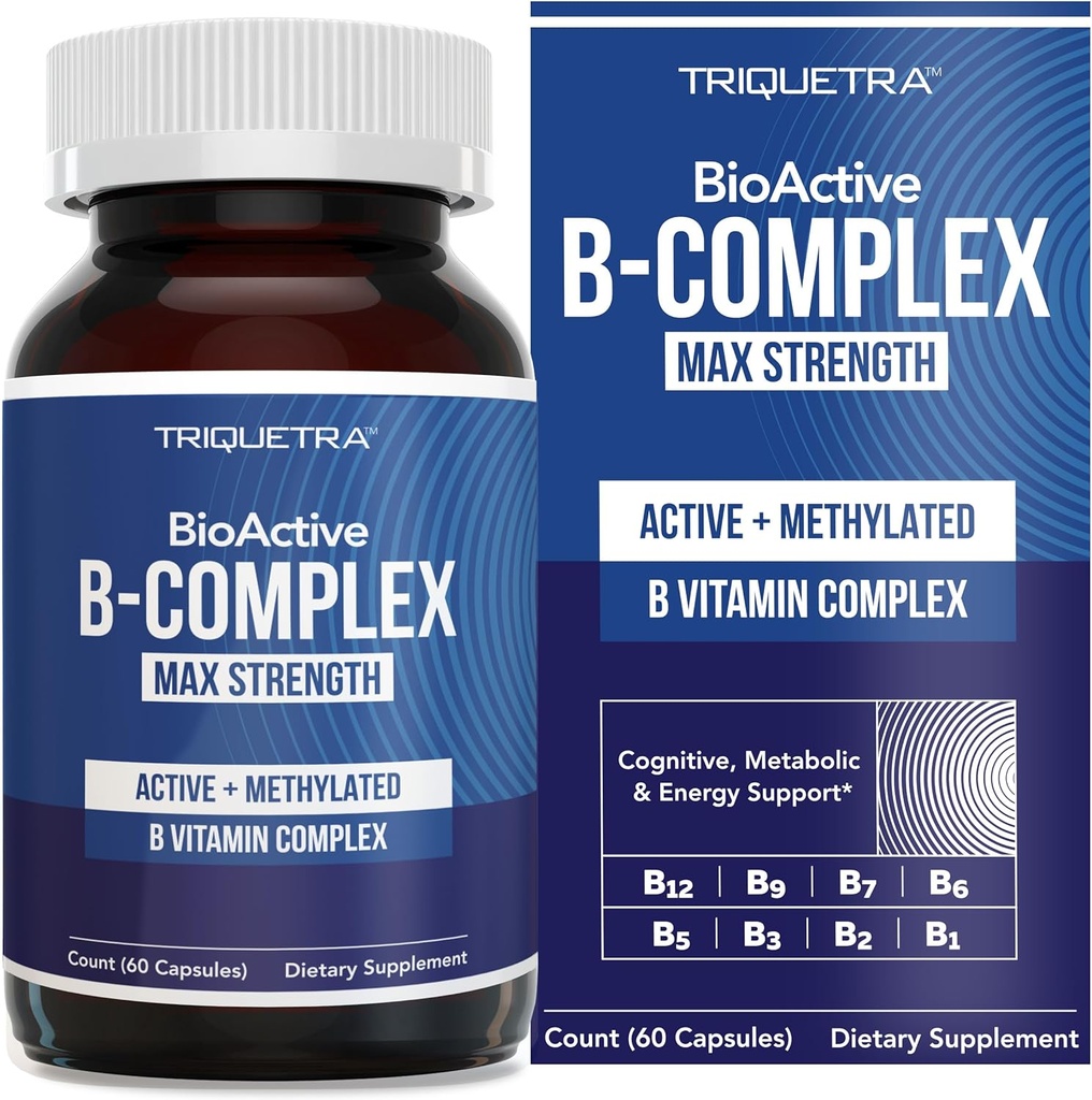 BioActive Vitamin B Complex - Ροή αίματος έτοιμο, μεθυλιωμένο B Complex - Διαθέτει μεθυλοφολικό, 3 Βιοενεργές Μορφές του B12, BenfoPure® B1 & Pantesin® B5 - 12 Β Βιταμίνες σε Κλινικές Δόσεις - 60 Υπηρεσίες