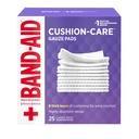 Band-Aid Absorbent Cushion Care Sterile Square Gauze Pads for First Aid Protection of Minor Cuts, Scrapes & Burns, Non-Adhesive, Wound Care Dressing Pads, Large, 4 in x 4 in, 25 ct