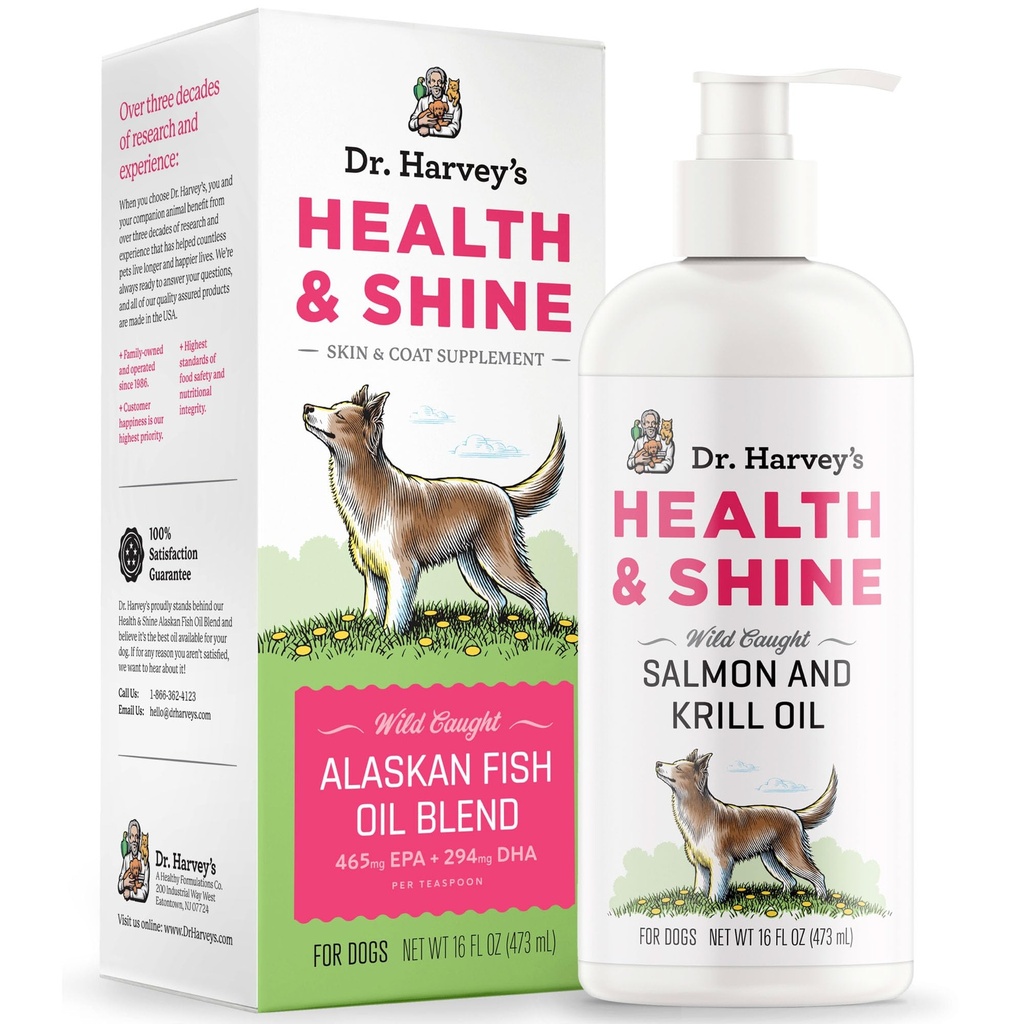 Dr. Harvey's Health & Shine Alaskan Fish Oil Blend for Dogs | Supports Heart, Brain & Eye Health - 16 fl oz