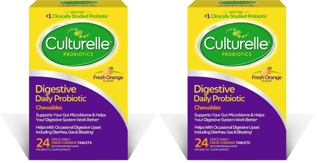 Culturelle Digestive Health Daily Probiotic Chewables, Probiotic for Men and Women, Οι περισσότεροι κλινικά Σπουδασμένο Probiotic Strain, 10 δισεκατομμύρια CFUs, Υποστηρίζει Occasional Diarrhea, Gas & Bloating, 24 Count